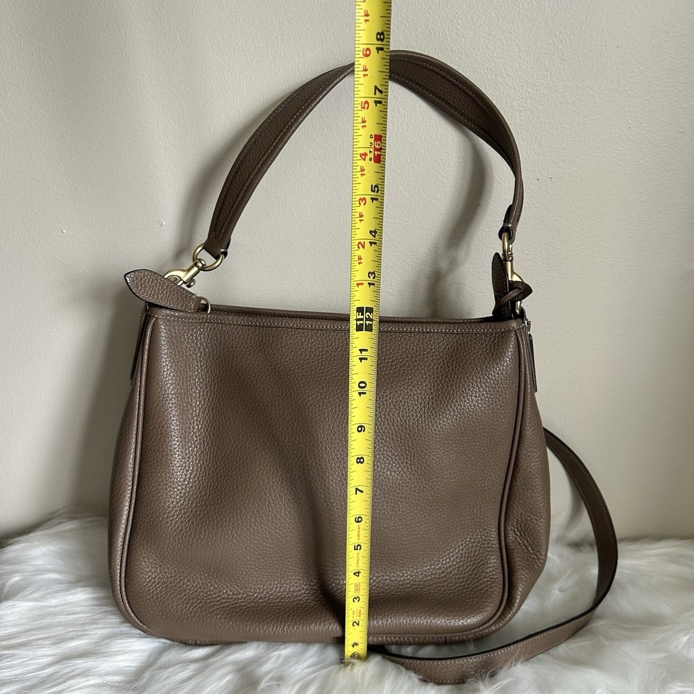 Coach Cary Dark Stone Pebbled Leather Shoulder Bag CC435 Excellent - Picture 11 of 12